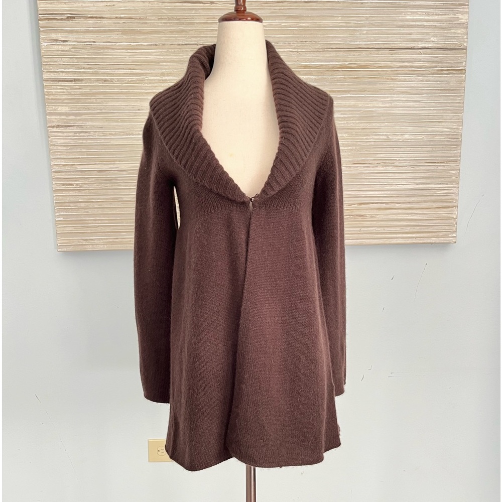 Lord & Taylor chocolate brown longline shawl collar cardigan size S - Picture 6 of 10
